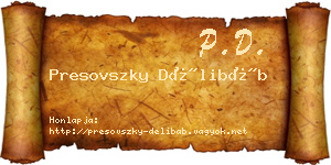 Presovszky Délibáb névjegykártya